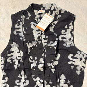 Organic Batik Sleeveless Ruffled Fitted Top Handmade from Global Mamas NWT Sz M
